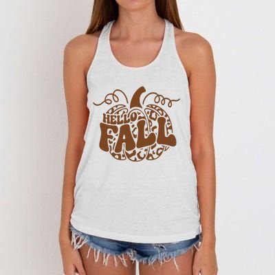 Hello Fall Vibes Leopard Pumpkin Women's Knotted Racerback Tank