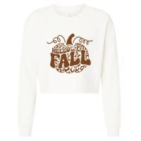 Hello Fall Vibes Leopard Pumpkin Cropped Pullover Crew