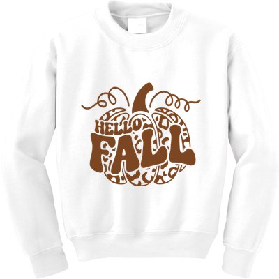 Hello Fall Vibes Leopard Pumpkin Kids Sweatshirt