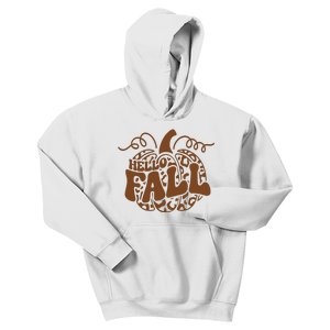 Hello Fall Vibes Leopard Pumpkin Kids Hoodie