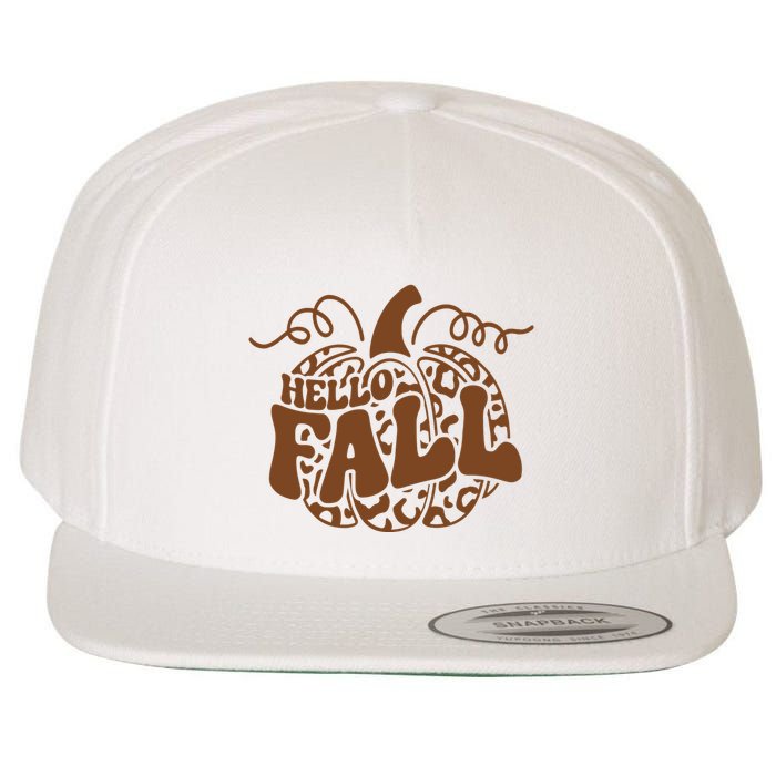 Hello Fall Vibes Leopard Pumpkin Wool Snapback Cap