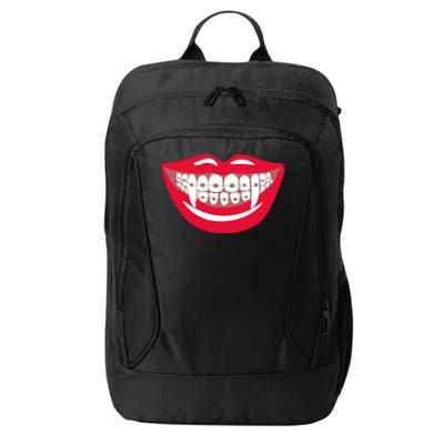 Halloween Funny Vampire Teeth Braces Orthodontist Dentist Cool Gift City Backpack