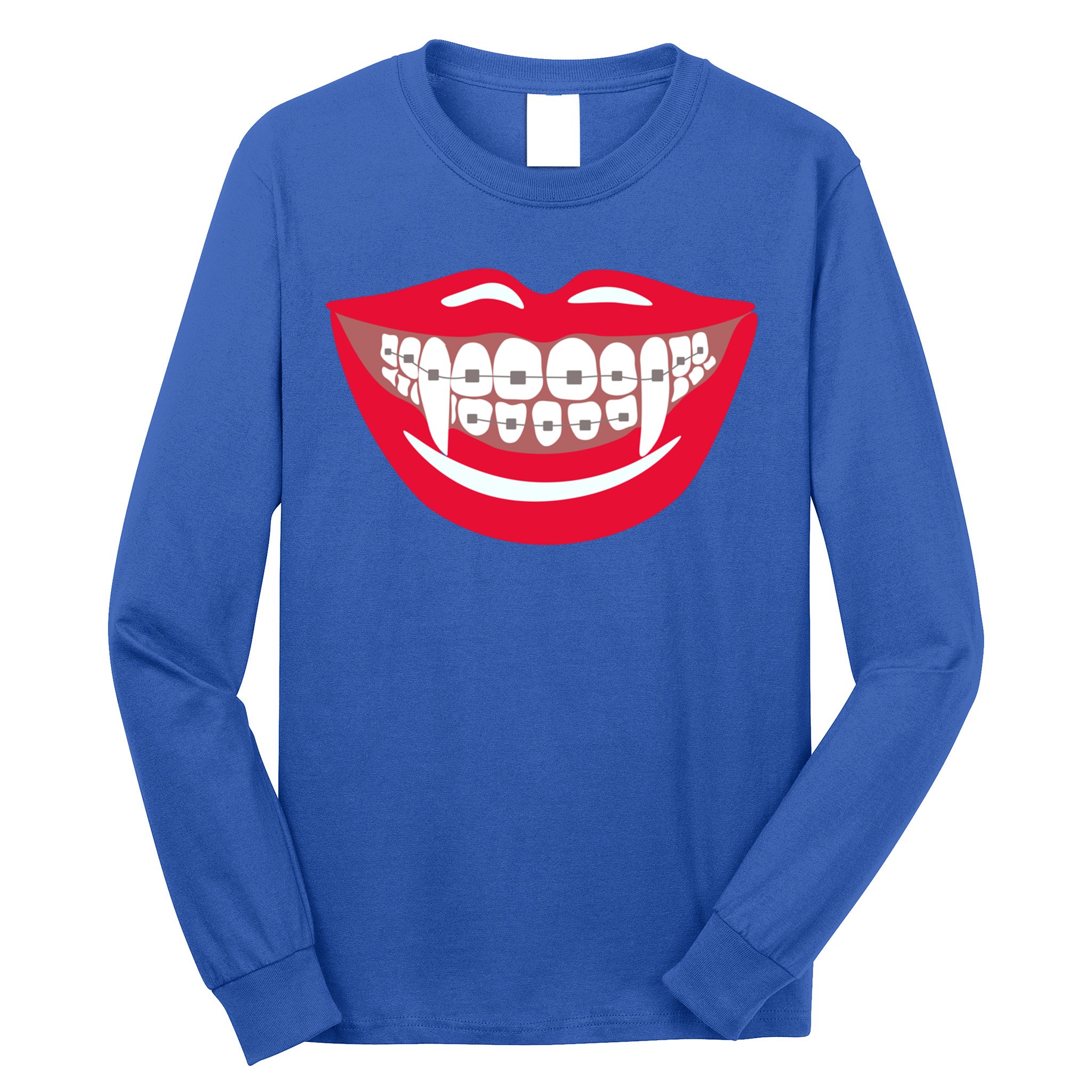 Halloween Funny Vampire Teeth Braces Orthodontist Dentist Cool Gift Long Sleeve Shirt