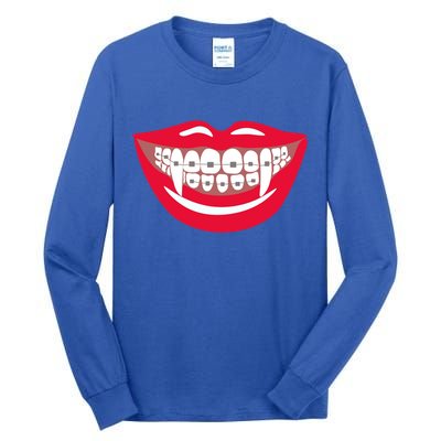Halloween Funny Vampire Teeth Braces Orthodontist Dentist Cool Gift Tall Long Sleeve T-Shirt
