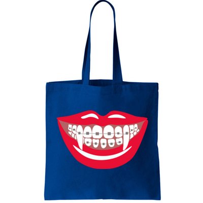 Halloween Funny Vampire Teeth Braces Orthodontist Dentist Cool Gift Tote Bag