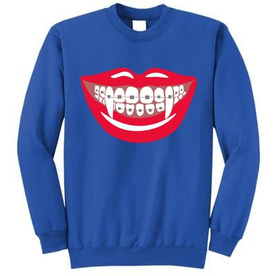 Halloween Funny Vampire Teeth Braces Orthodontist Dentist Cool Gift Tall Sweatshirt