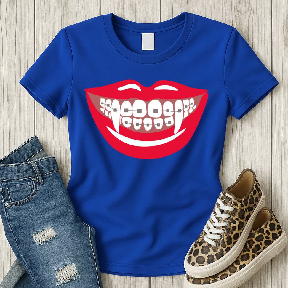 Halloween Funny Vampire Teeth Braces Orthodontist Dentist Cool Gift Womens T-Shirt