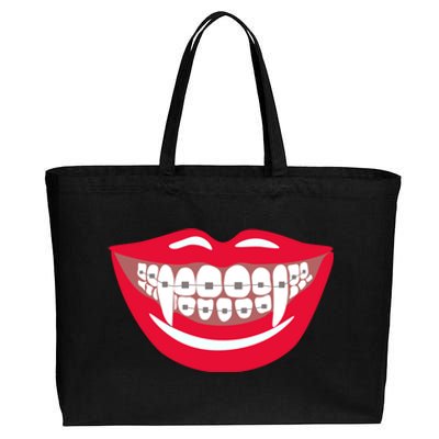 Halloween Funny Vampire Teeth Braces Orthodontist Dentist Cool Gift Cotton Canvas Jumbo Tote