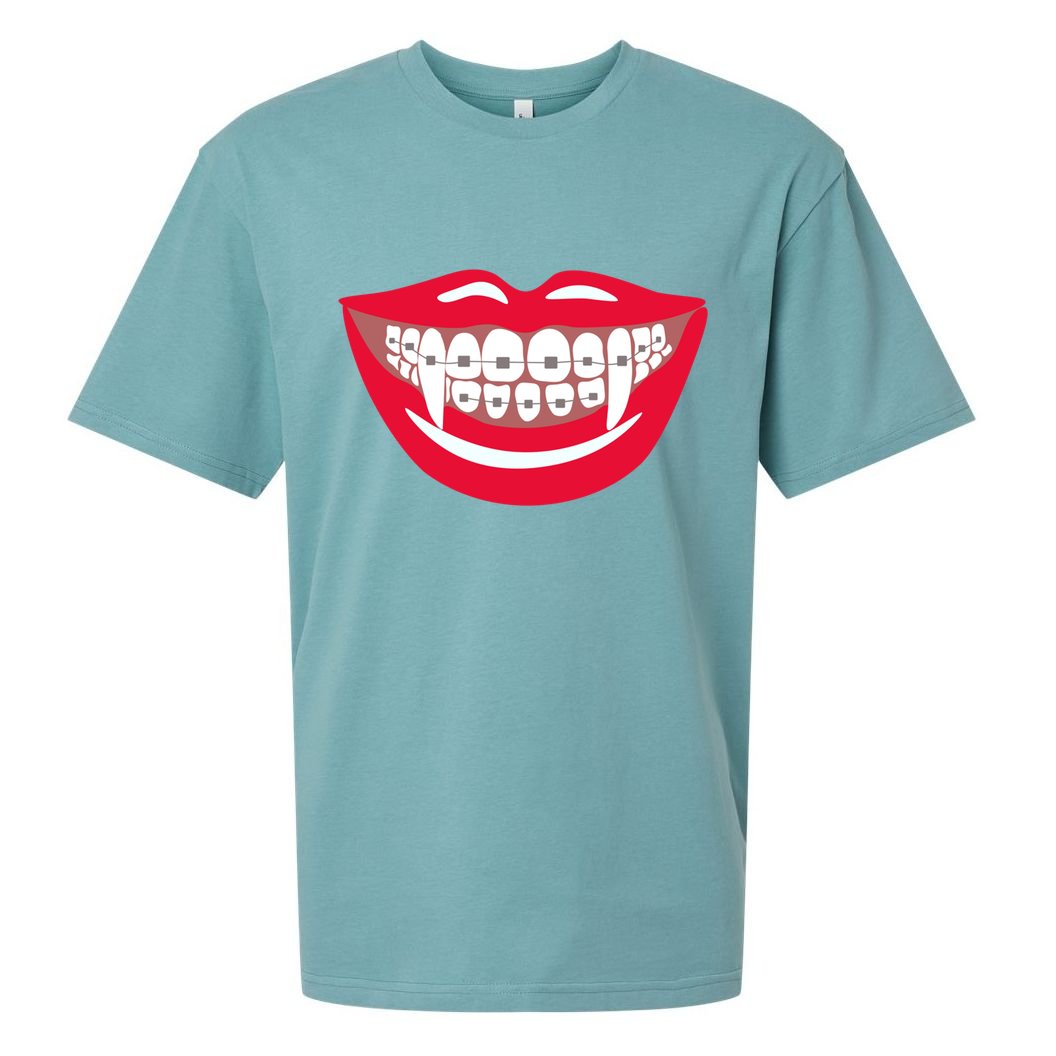 Halloween Funny Vampire Teeth Braces Orthodontist Dentist Cool Gift Sueded Cloud Jersey T-Shirt
