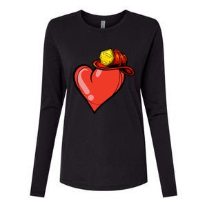 Heart Firefighter Valentines Day Cool Volunteer Fire Gift Womens Cotton Relaxed Long Sleeve T-Shirt