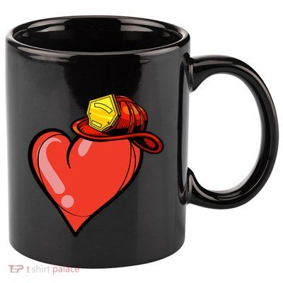 Heart Firefighter Valentines Day Cool Volunteer Fire Gift 11oz C Handle Ceramic Mug