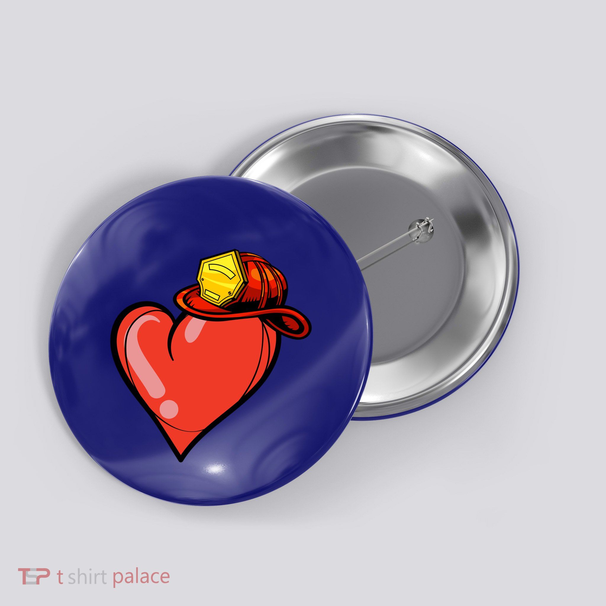 Heart Firefighter Valentines Day Cool Volunteer Fire Gift Button