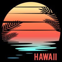 Hawaii Family Vacation Sunset Illustration Gift Flat Bill Trucker Hat