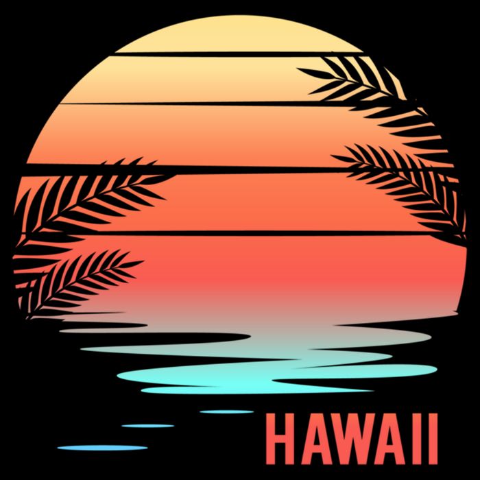 Hawaii Family Vacation Sunset Illustration Gift Flat Bill Trucker Hat