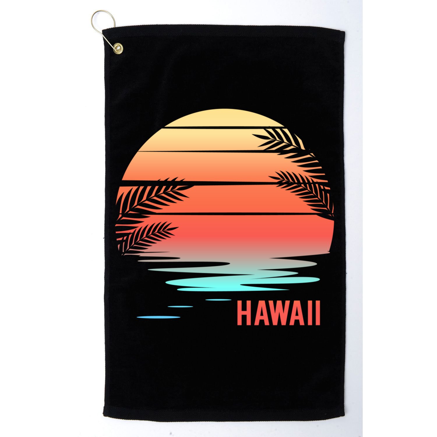Hawaii Family Vacation Sunset Illustration Gift Golf Towel