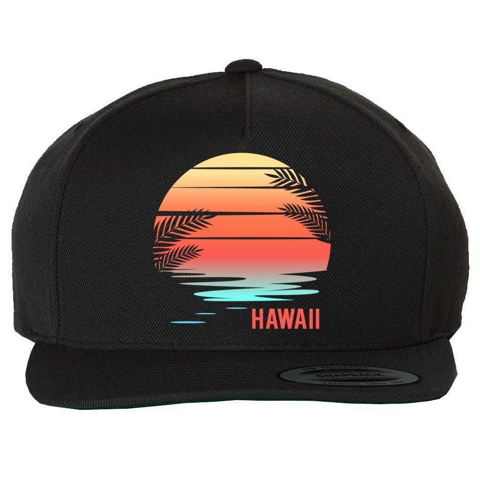 Hawaii Family Vacation Sunset Illustration Gift Wool Snapback Cap