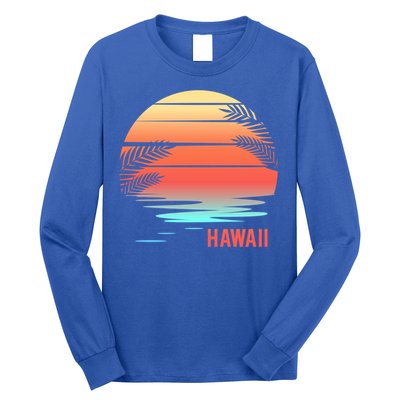 Hawaii Family Vacation Sunset Illustration Gift Long Sleeve Shirt