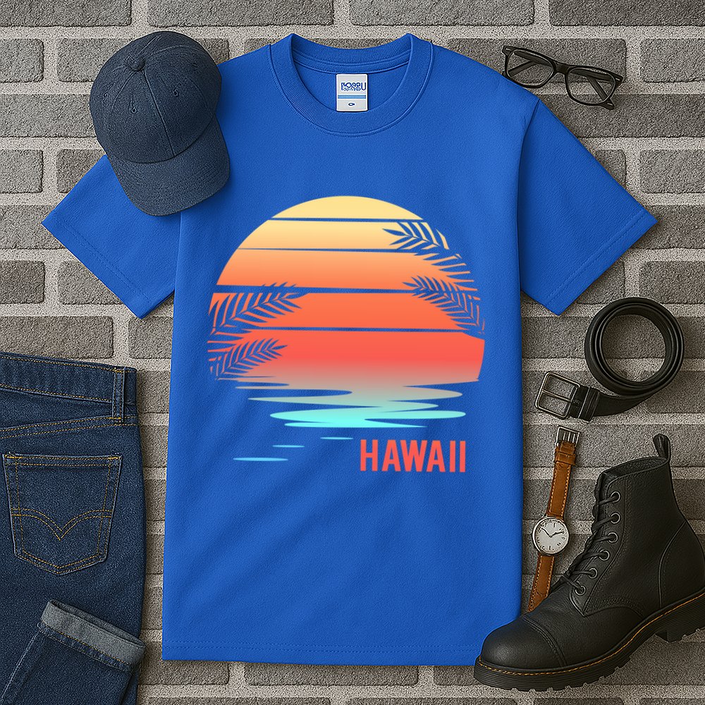 Hawaii Family Vacation Sunset Illustration Gift Tall T-Shirt