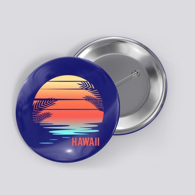 Hawaii Family Vacation Sunset Illustration Gift Button