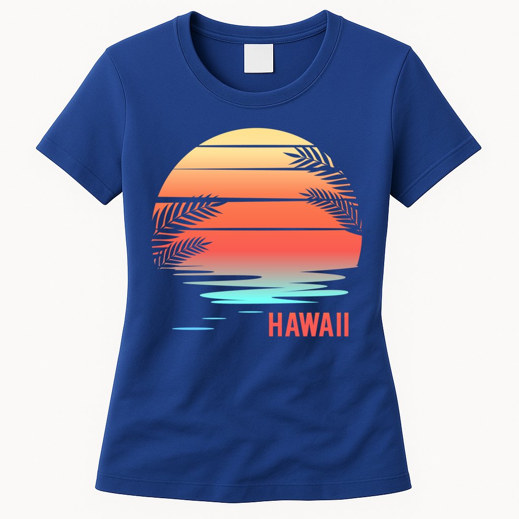Hawaii Family Vacation Sunset Illustration Gift Womens T-Shirt