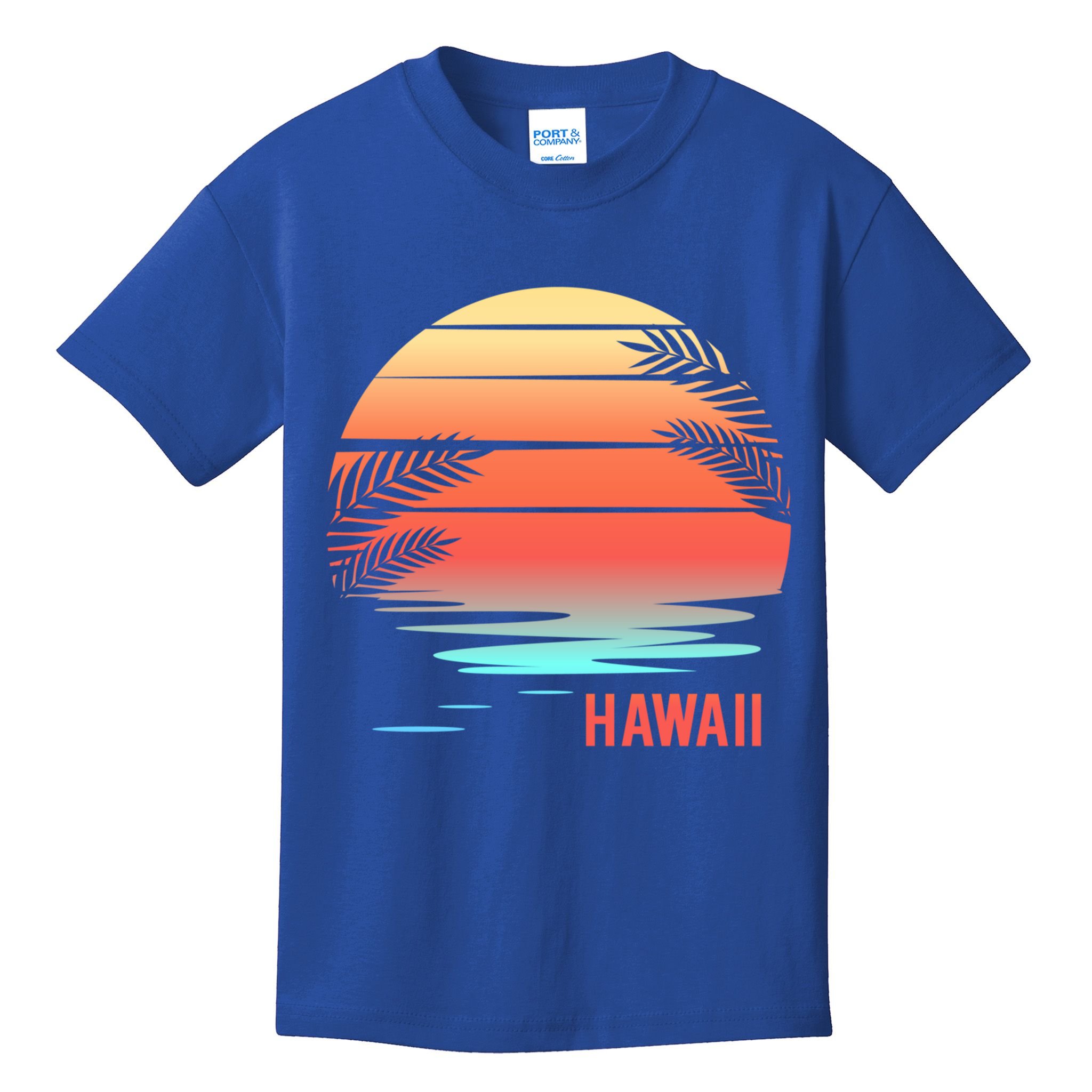 Hawaii Family Vacation Sunset Illustration Gift Kids T-Shirt