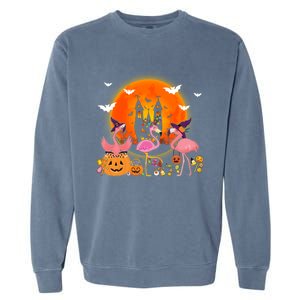 Happy Flamingoween Witch Pumpkin Mummy Flamingo Halloween Great Gift Garment-Dyed Sweatshirt