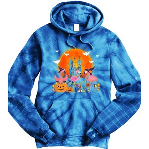 Happy Flamingoween Witch Pumpkin Mummy Flamingo Halloween Great Gift Tie Dye Hoodie