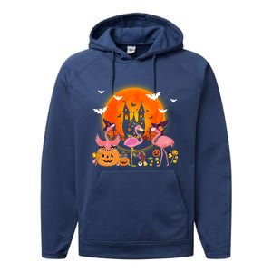 Happy Flamingoween Witch Pumpkin Mummy Flamingo Halloween Great Gift Performance Fleece Hoodie