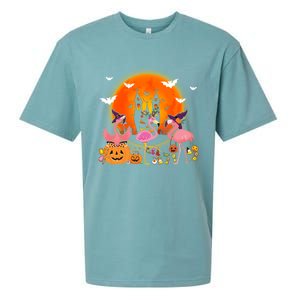 Happy Flamingoween Witch Pumpkin Mummy Flamingo Halloween Great Gift Sueded Cloud Jersey T-Shirt