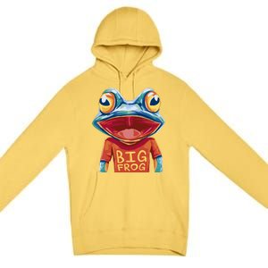 Happy Frog With Big Eyes Premium Pullover Hoodie