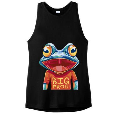 Happy Frog With Big Eyes Ladies PosiCharge Tri-Blend Wicking Tank