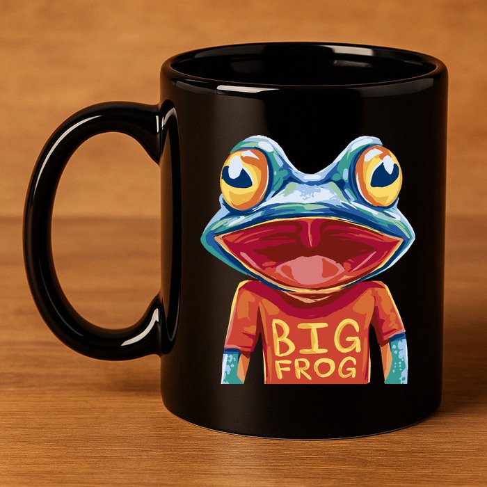 Happy Frog With Big Eyes 11oz C Handle Ceramic Mug