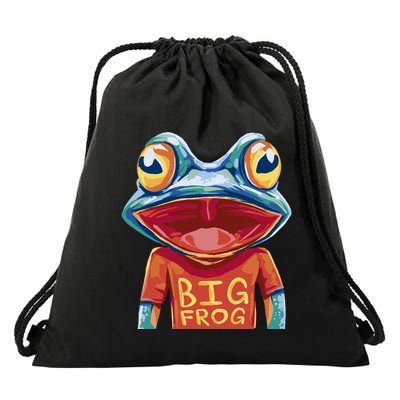 Happy Frog With Big Eyes Drawstring Bag