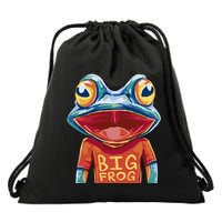 Happy Frog With Big Eyes Drawstring Bag