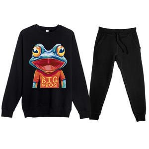 Happy Frog With Big Eyes Premium Crewneck Sweatsuit Set