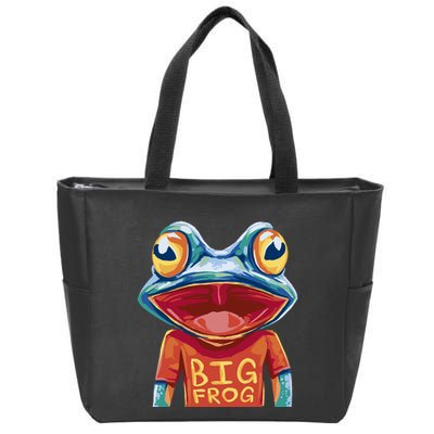 Happy Frog With Big Eyes Zip Tote Bag