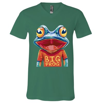 Happy Frog With Big Eyes V-Neck T-Shirt