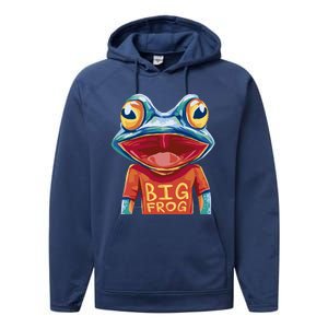 Happy Frog With Big Eyes Performance Fleece Hoodie