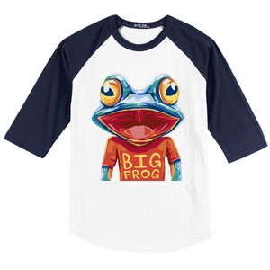 Happy Frog With Big Eyes Baseball Sleeve Shirt