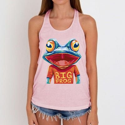 Happy Frog With Big Eyes Women's Knotted Racerback Tank