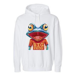 Happy Frog With Big Eyes Garment-Dyed Fleece Hoodie