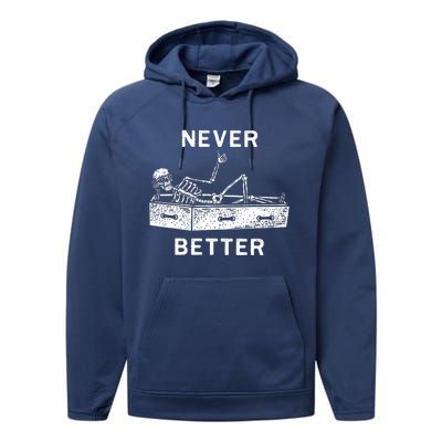 Halloween For Women Never Better Skeleton Performance Fleece Hoodie