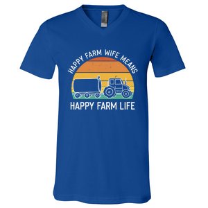 Happy Farm Wife Happy Farm Life Cool Gift Funny Farmer Meaningful Gift V-Neck T-Shirt