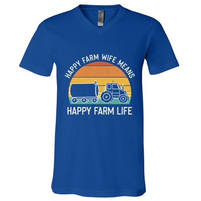 Happy Farm Wife Happy Farm Life Cool Gift Funny Farmer Meaningful Gift V-Neck T-Shirt