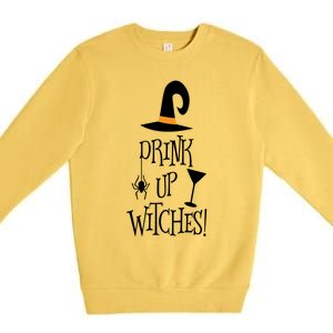 Halloween Funny Witch Up Witches Drunk Wine Beer Booze Gift Premium Crewneck Sweatshirt