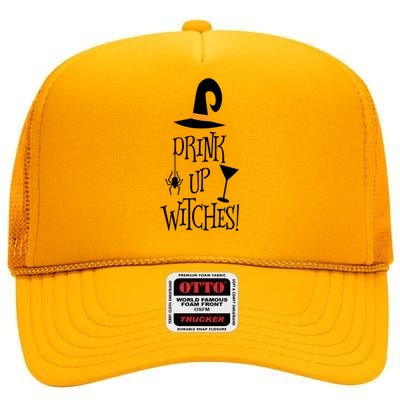 Halloween Funny Witch Up Witches Drunk Wine Beer Booze Gift High Crown Mesh Back Trucker Hat