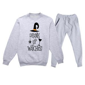 Halloween Funny Witch Up Witches Drunk Wine Beer Booze Gift Premium Crewneck Sweatsuit Set