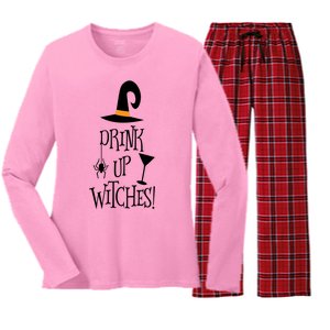 Halloween Funny Witch Up Witches Drunk Wine Beer Booze Gift Women's Long Sleeve Flannel Pajama Set 