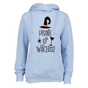 Halloween Funny Witch Up Witches Drunk Wine Beer Booze Gift Womens Funnel Neck Pullover Hood