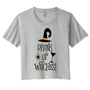 Halloween Funny Witch Up Witches Drunk Wine Beer Booze Gift Women's Crop Top Tee